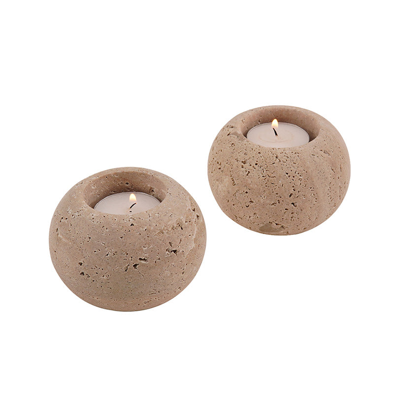 Tealight Candle Holder - Set of 2 (Travertine)