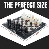 30cm Chess Set - Black Zebra and White Onyx