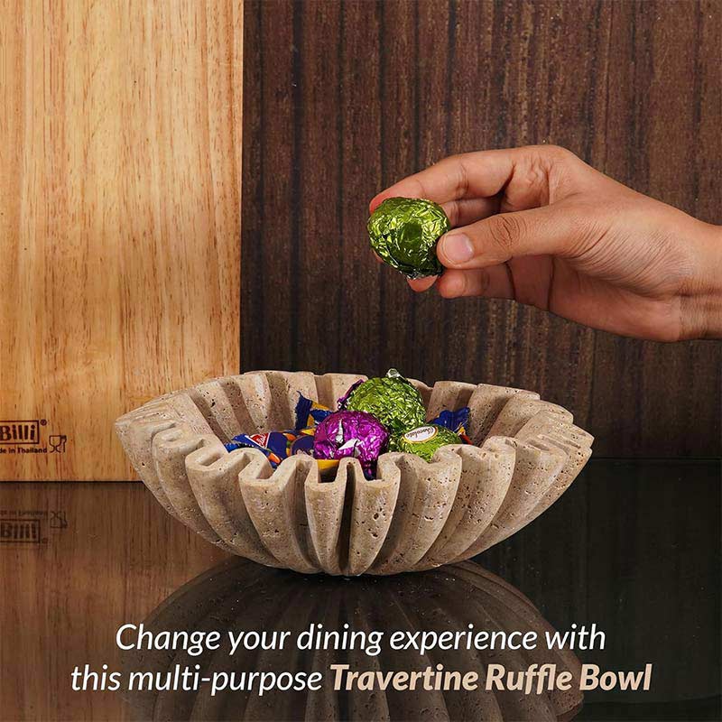 serving bowl, travertine bowl, decorative bowl