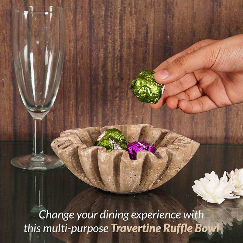 serving bowl, travertine bowl, decorative bowl