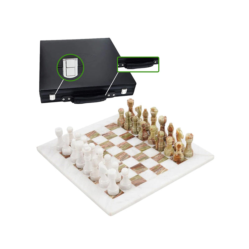 30cm Chess Set - White & Green