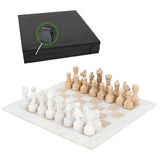 38cm Chess Set With Standard Storage Box - White & Travertine